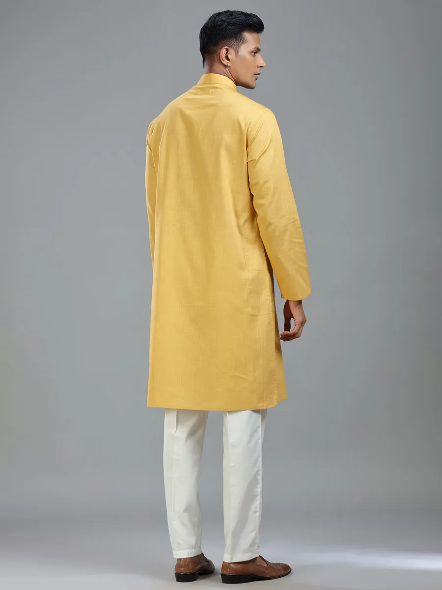 Golden ethnic finest cotton kurta suit for men