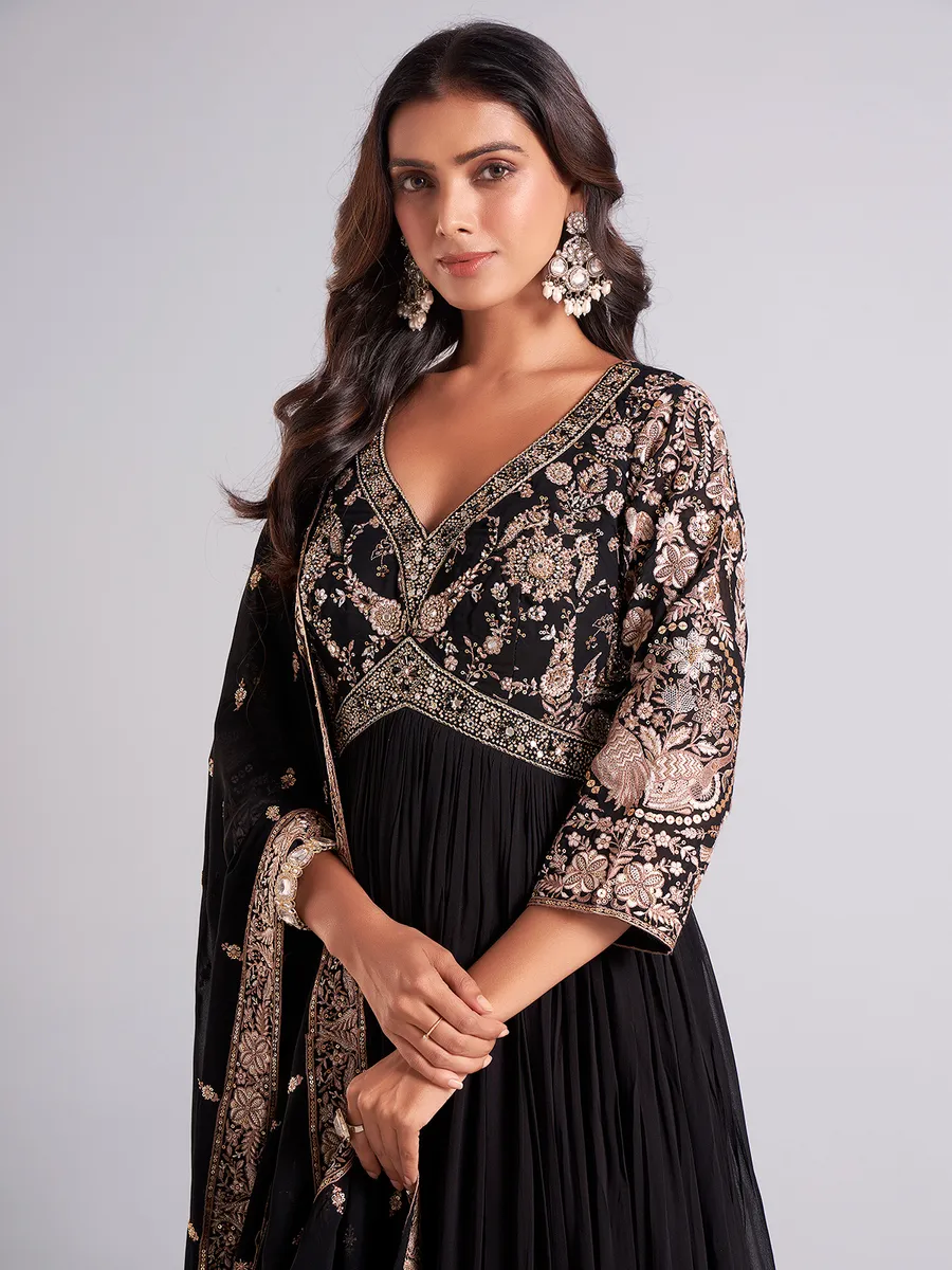 Gorgeous black georgette anarkali salwar suit