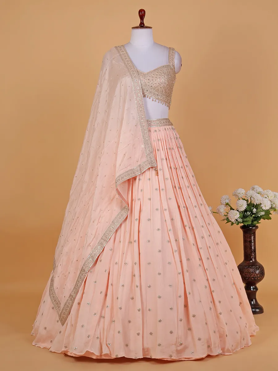 Gorgeous peach lehenga choli with dupatta