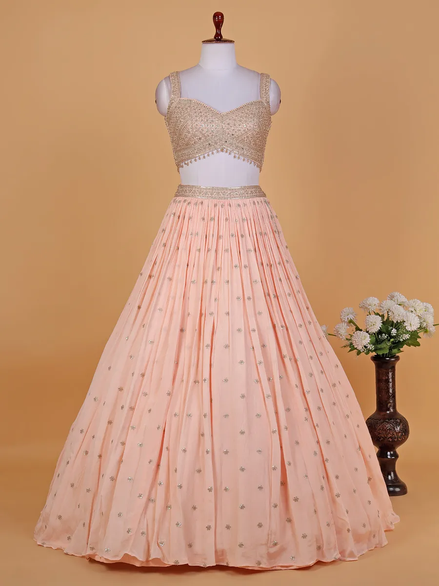 Gorgeous peach lehenga choli with dupatta