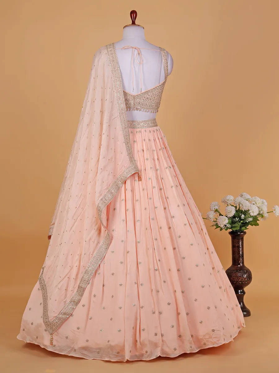 Gorgeous peach lehenga choli with dupatta