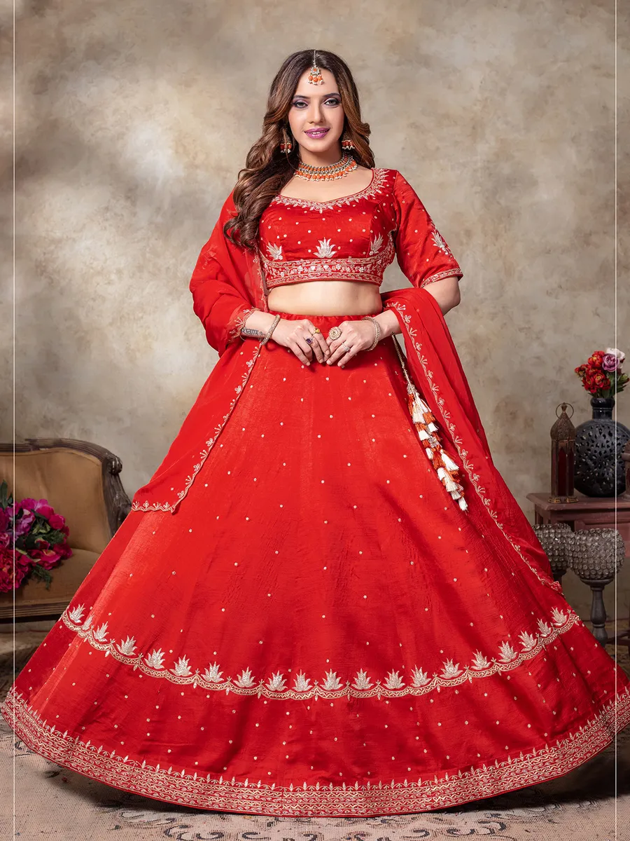Gorgeous red silk lehenga choli