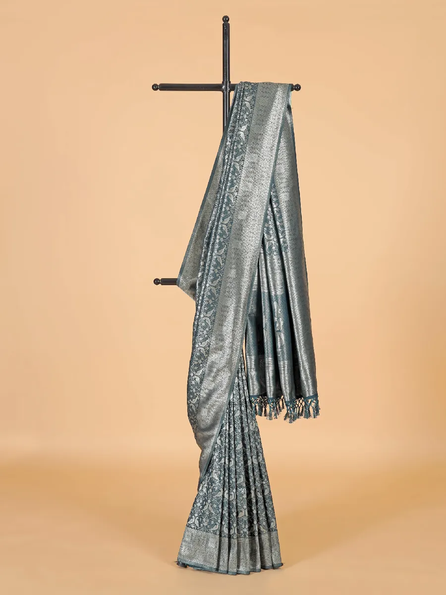 Gorgeous silk saree in peacock blue
