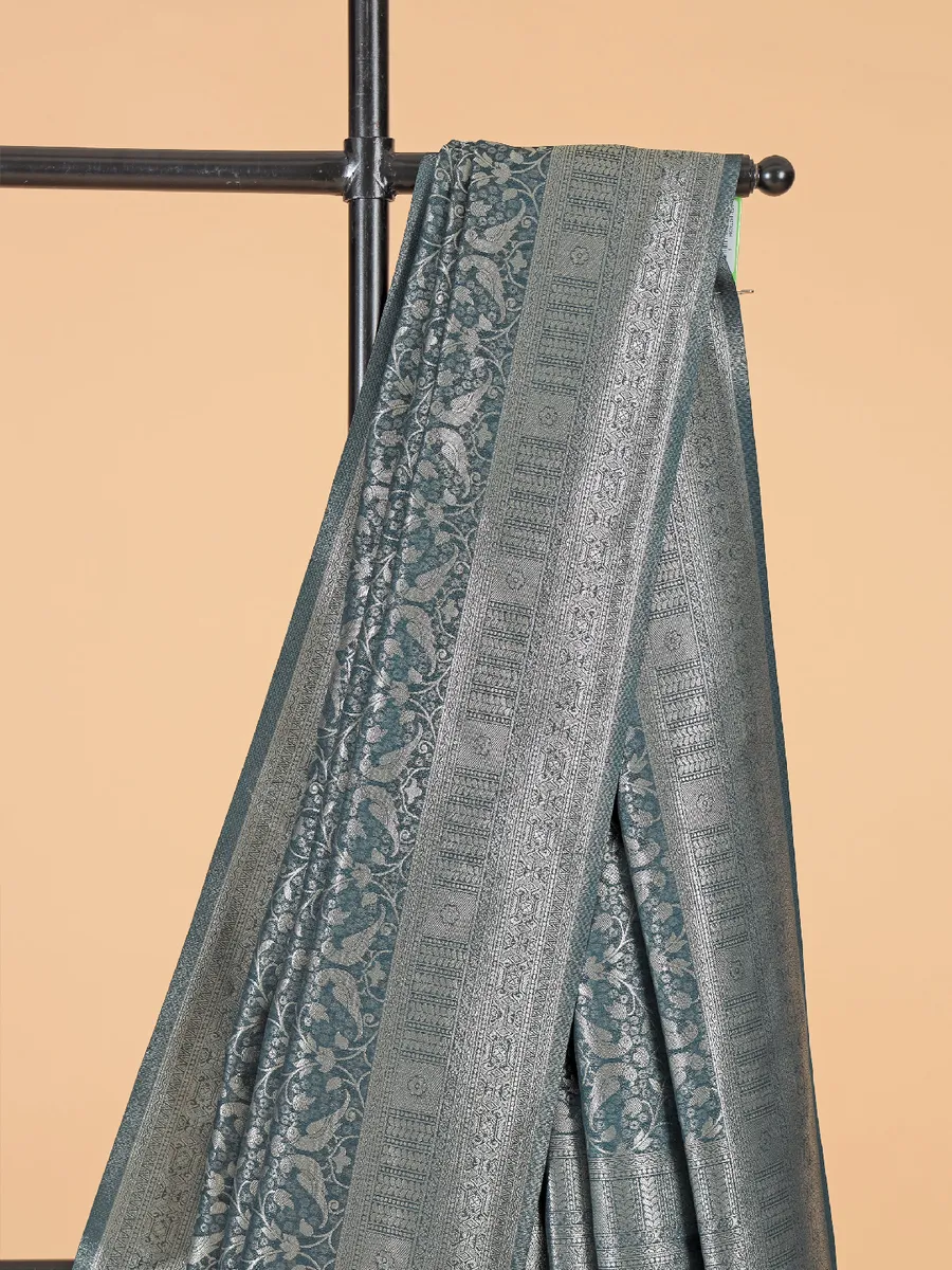 Gorgeous silk saree in peacock blue