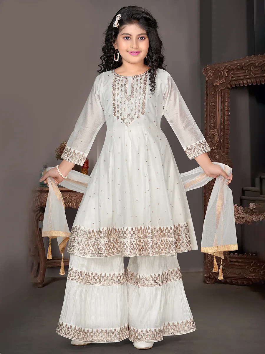 Gorgeous white chiffon sharara salwar suit