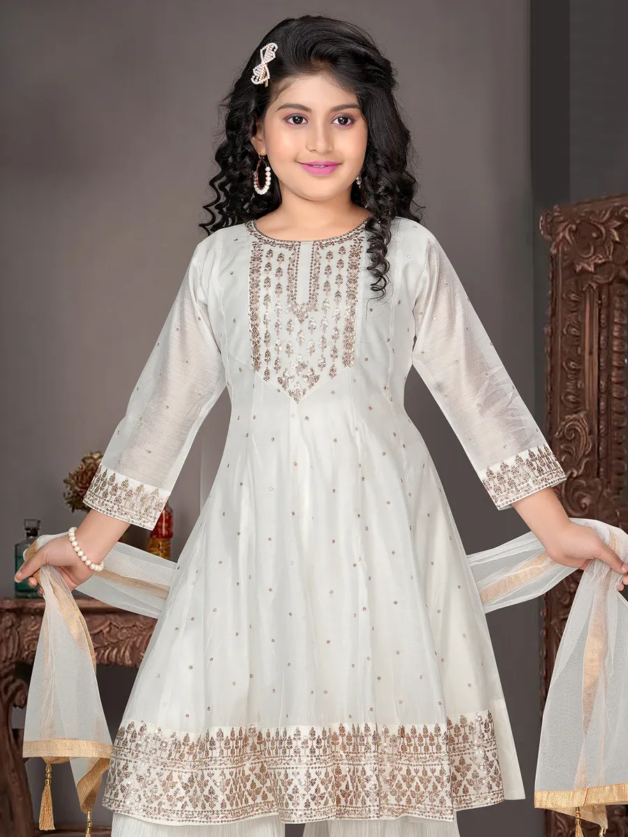 Gorgeous white chiffon sharara salwar suit