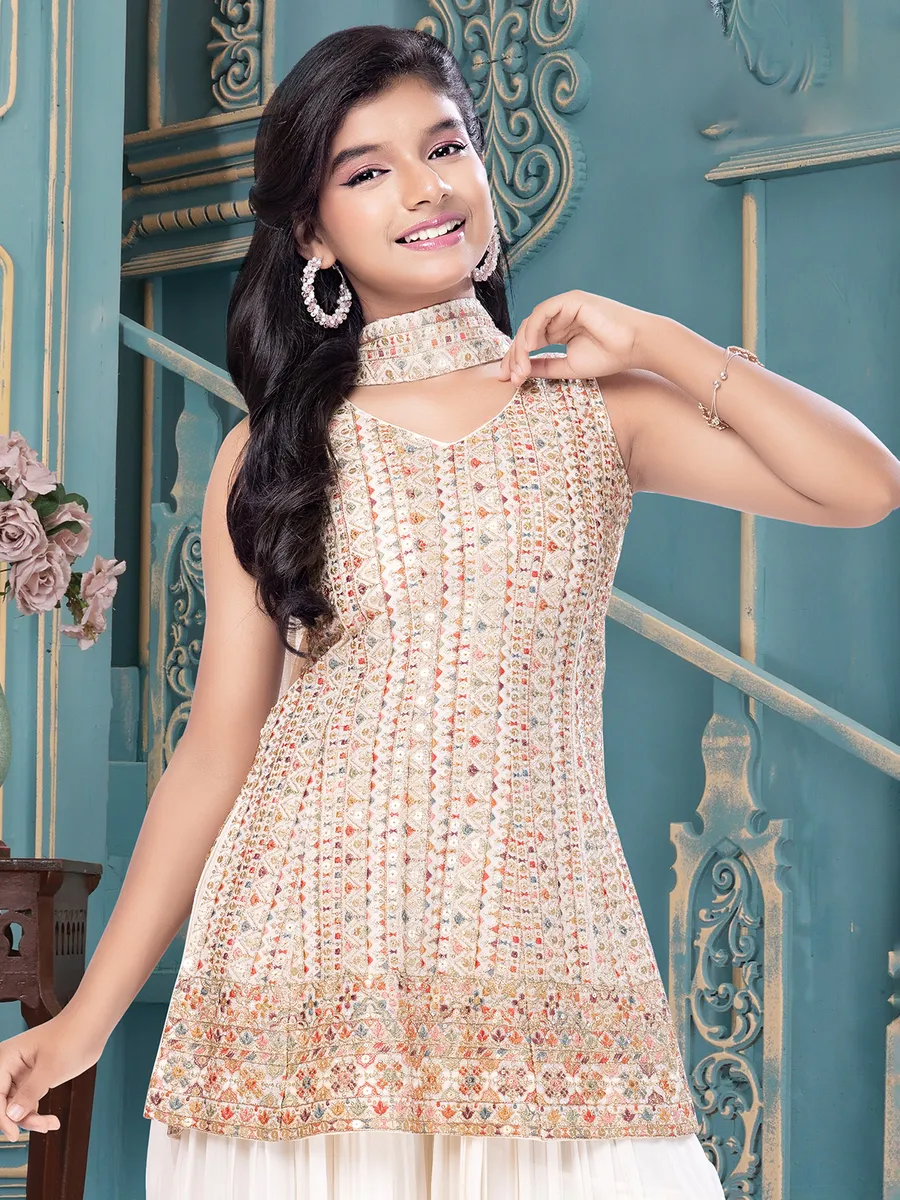 Gorgeous white georgette palazzo salwar suit