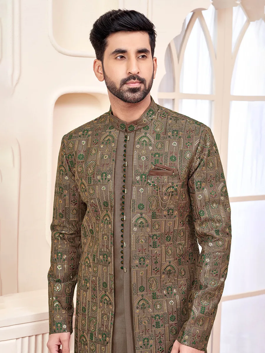 Graceful dusty peach indo western for weddings