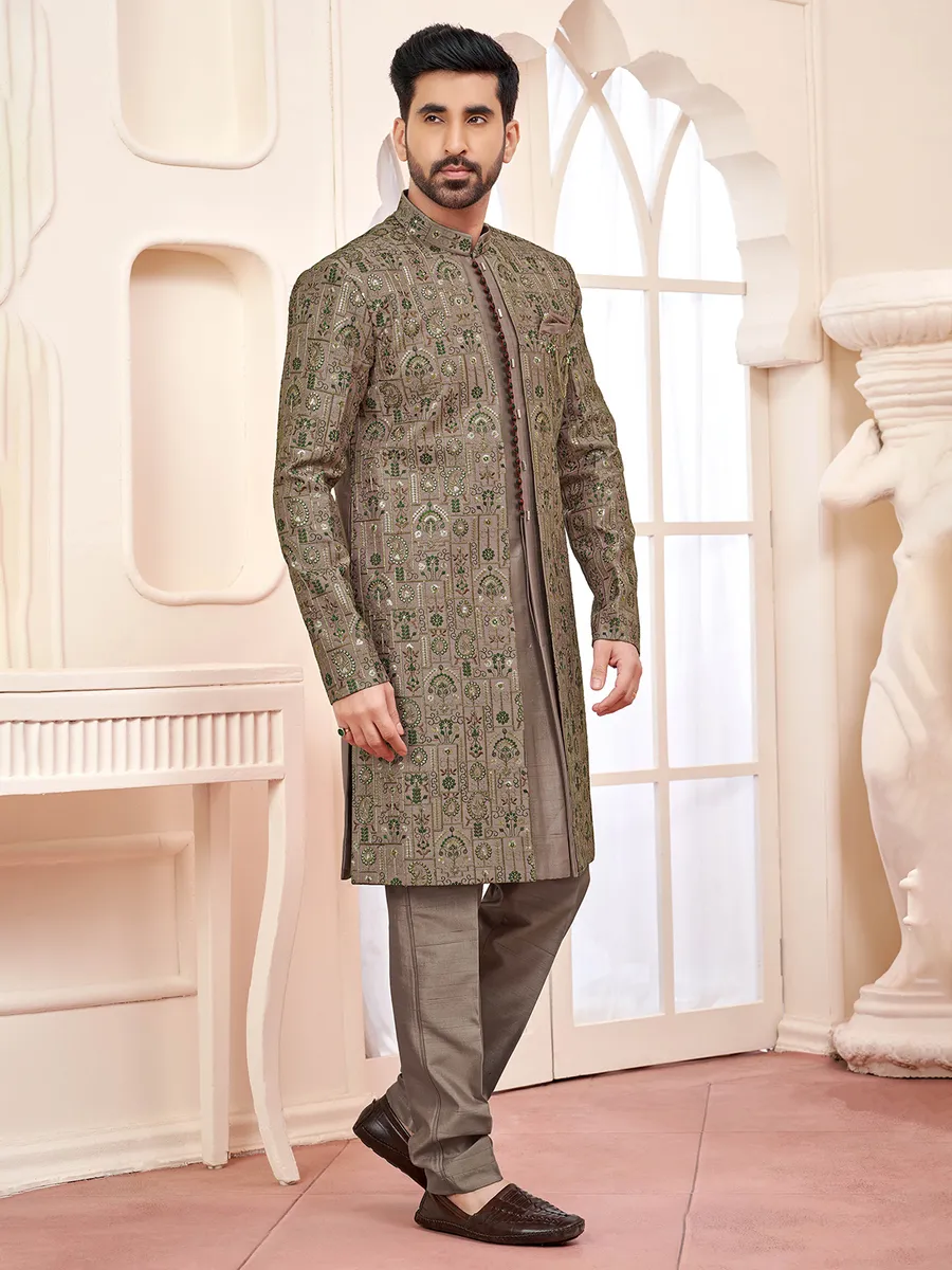 Graceful dusty peach indo western for weddings