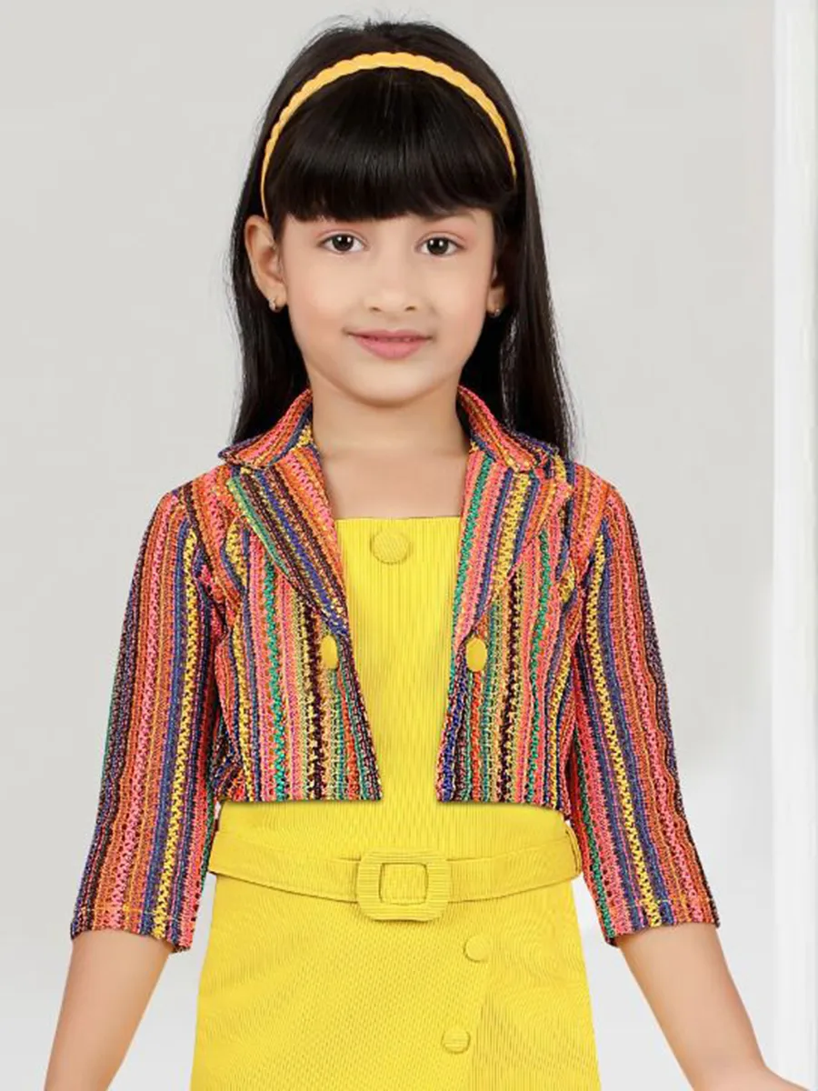 Great looking yellow terry rayon frock for girls