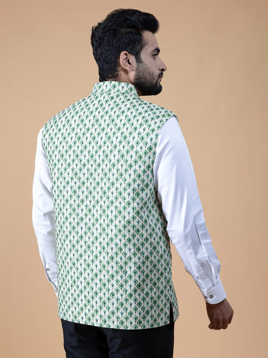 Green shaded silk embroidery waistcoat