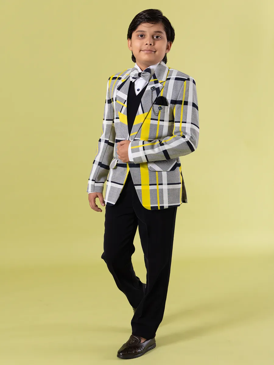 Grey and black coat suit with matching pant