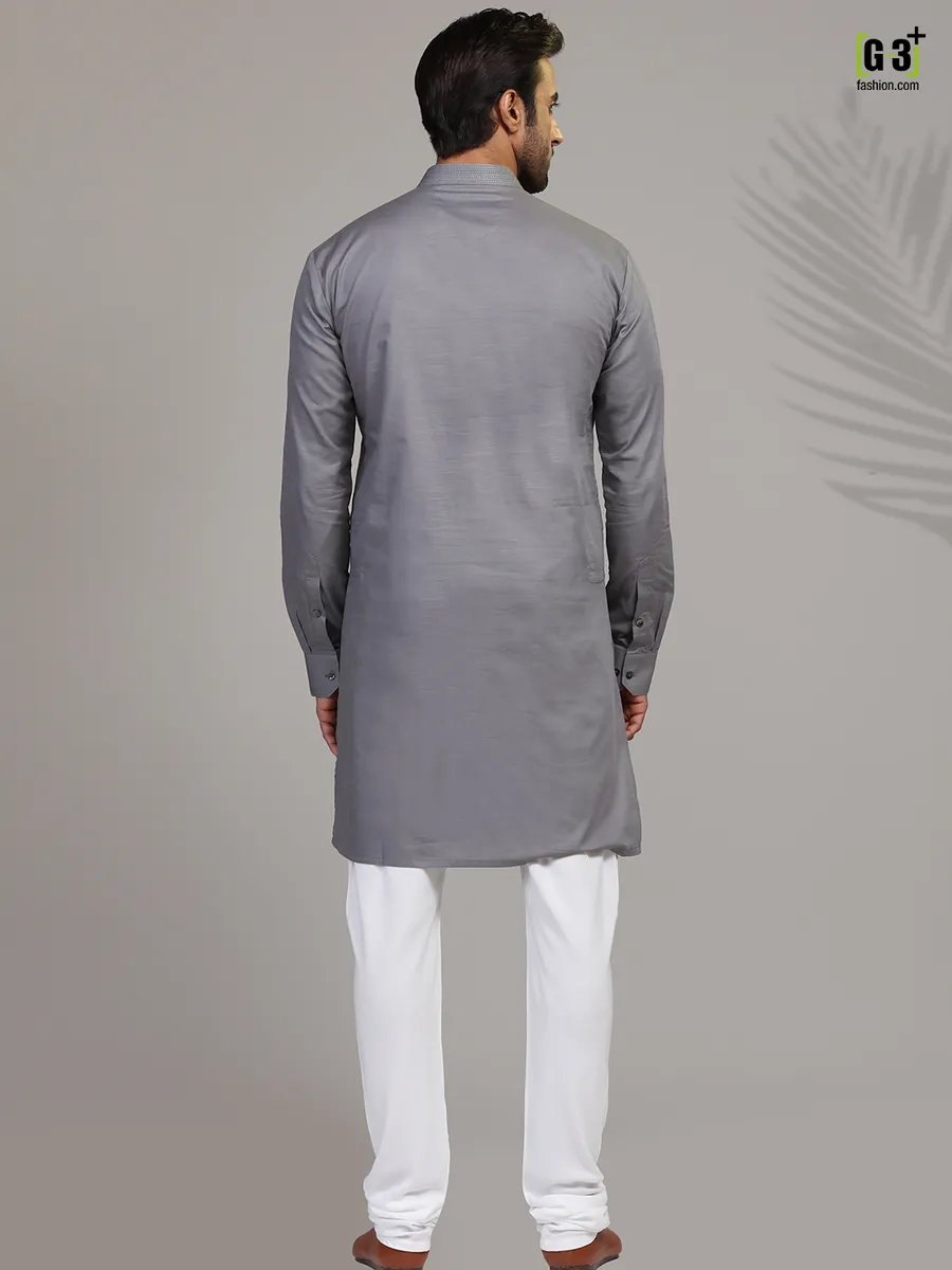 Grey cotton festive wear  Men Kurta pajama