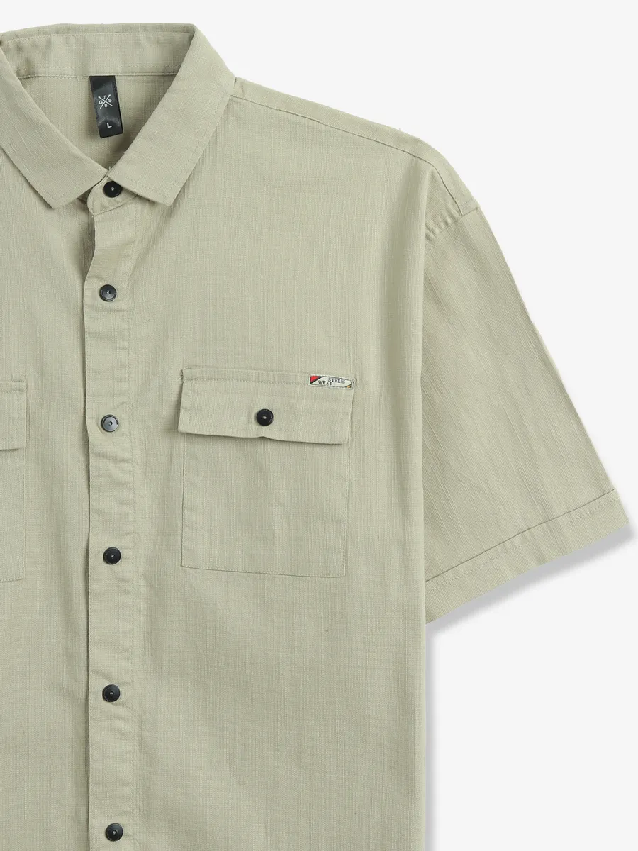 GS78 beige cotton plain shirt