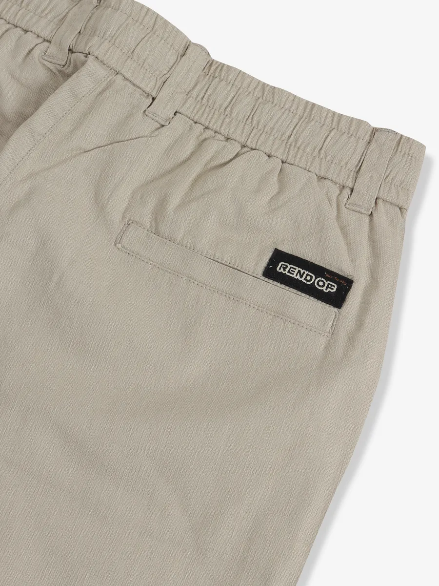 GS78 beige solid cotton shorts