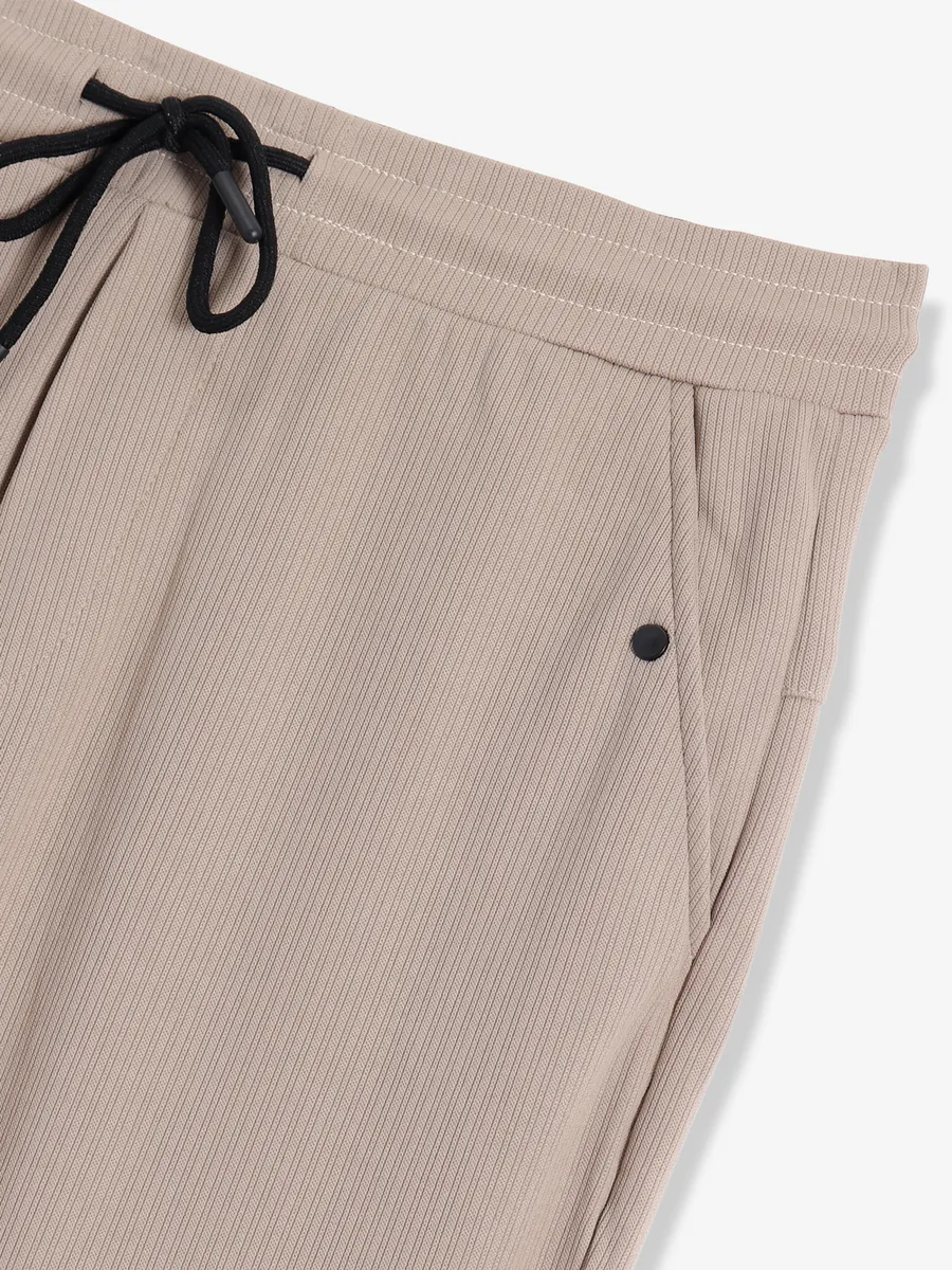 GS78 beige solid track pant in cotton