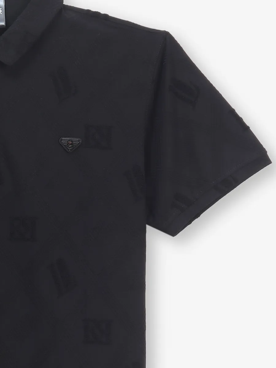 GS78 black cotton polo t-shirt