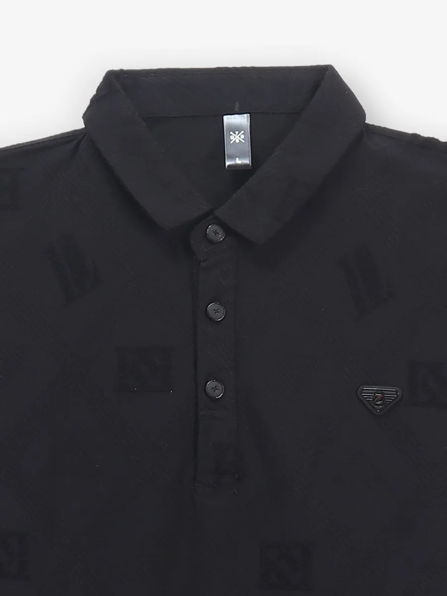 GS78 black cotton polo t-shirt