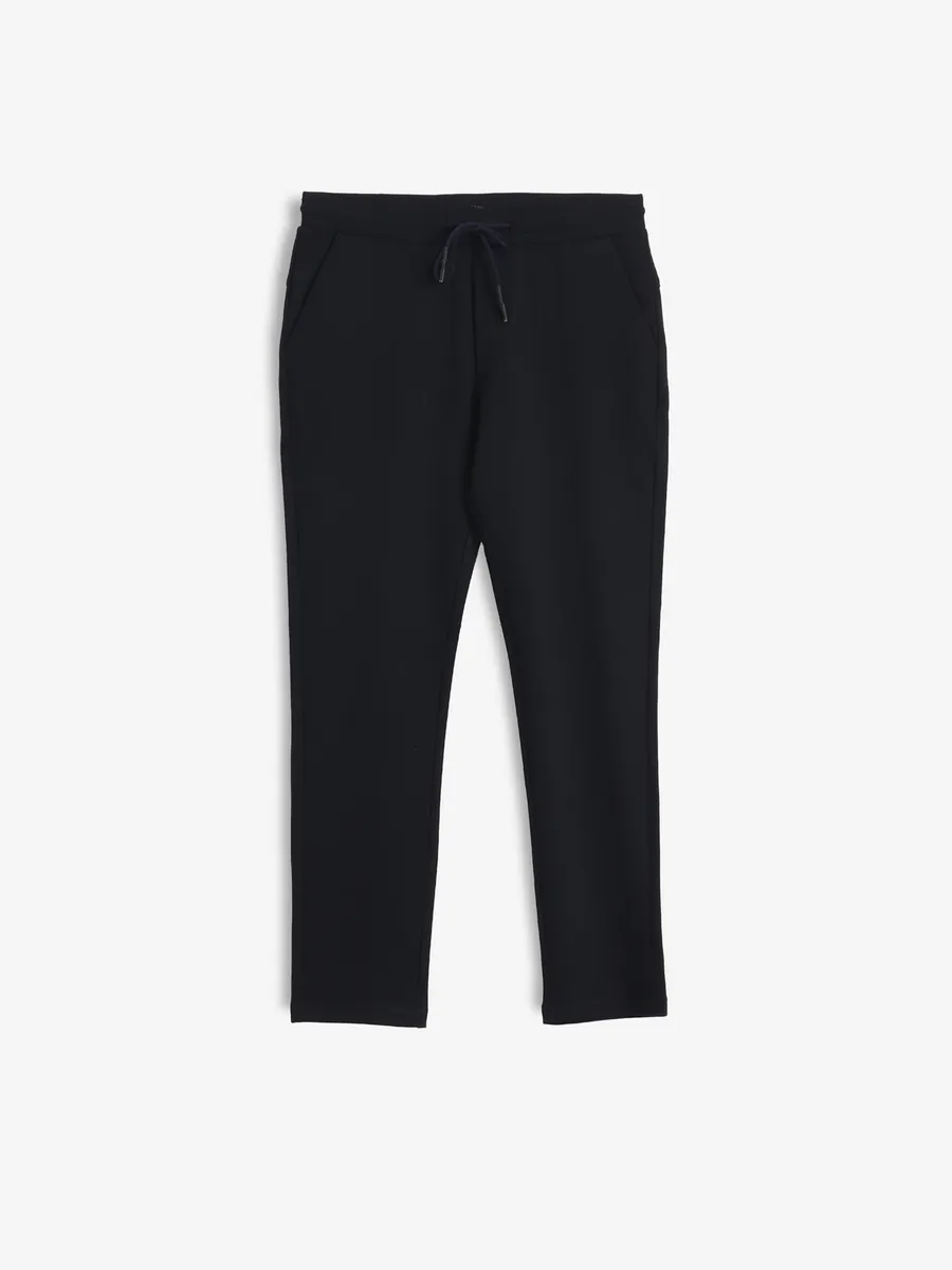 GS78 black solid cotton track pant