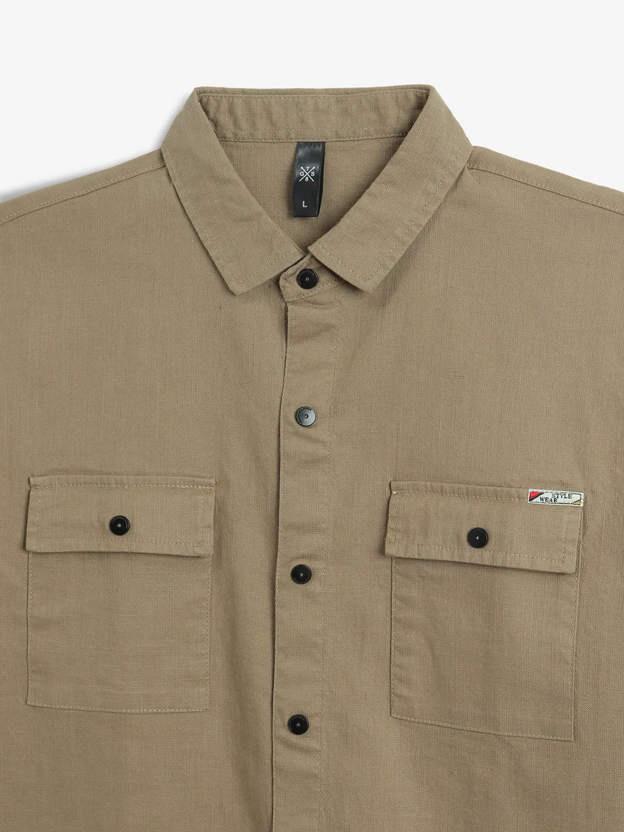 GS78 cotton khakhi plain shirt