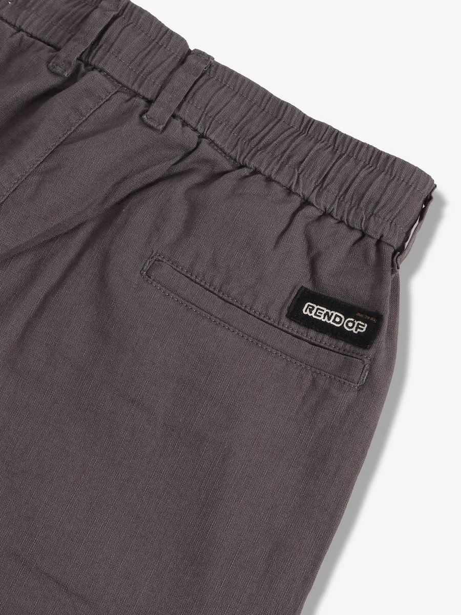 GS78 dark grey solid cotton shorts