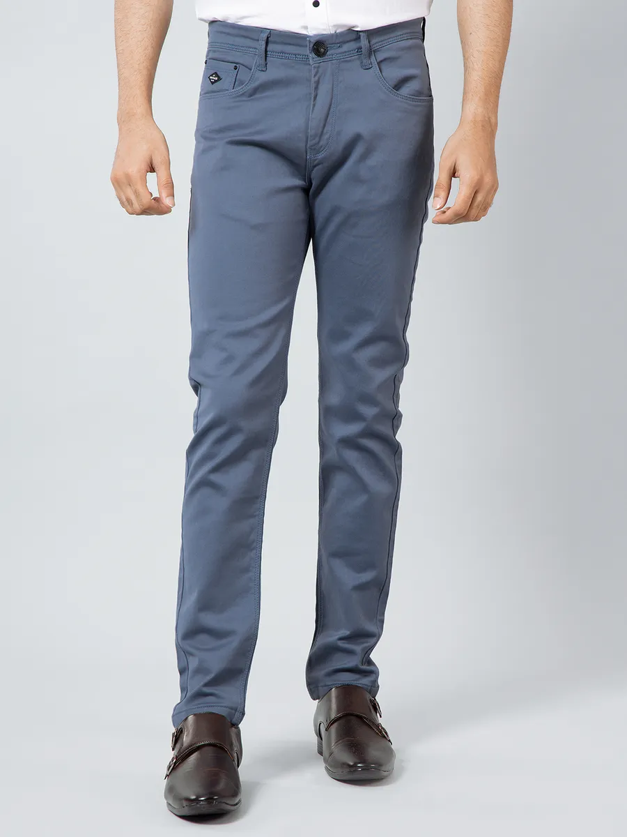 GS78 grey color solid trouser