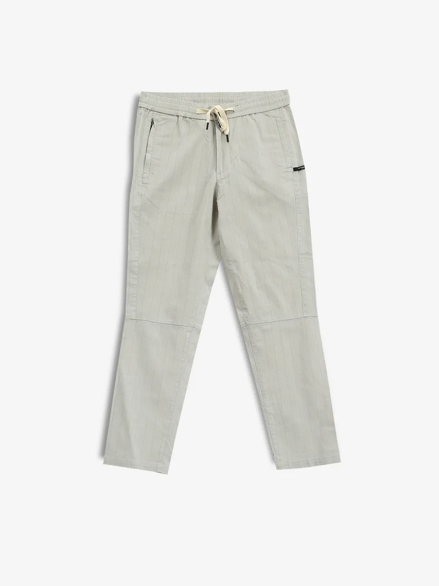 GS78 grey stripe cotton track pant