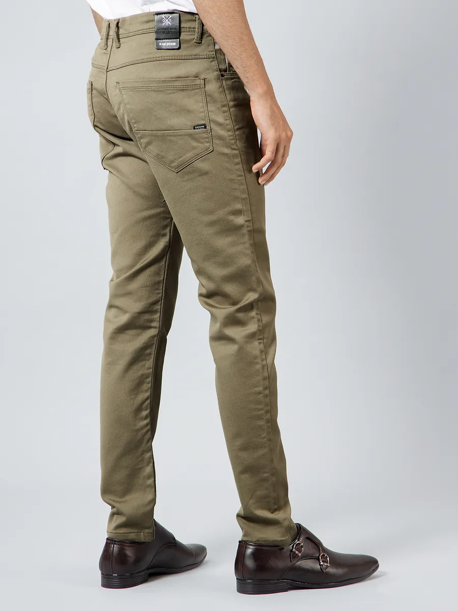 GS78 khaki slim fit cotton trouser