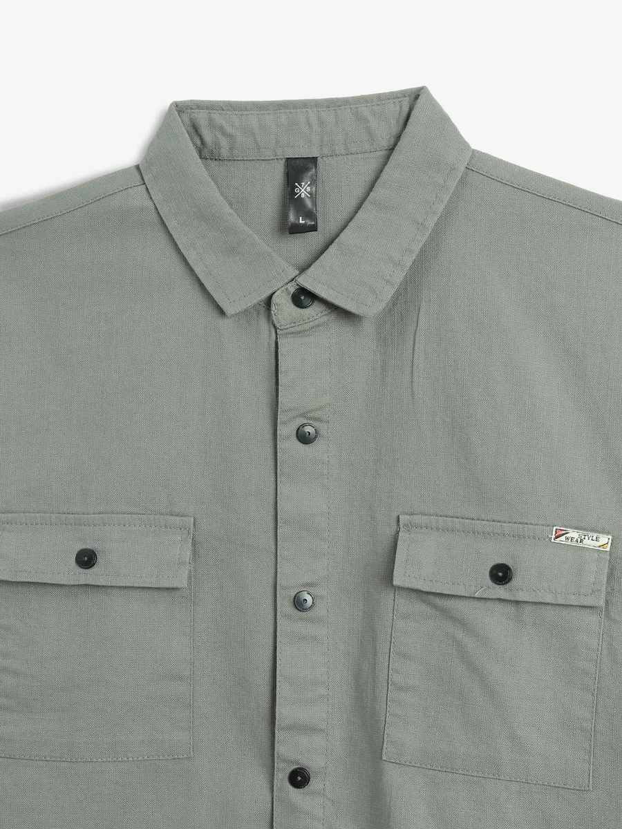 GS78 light green plain cotton shirt