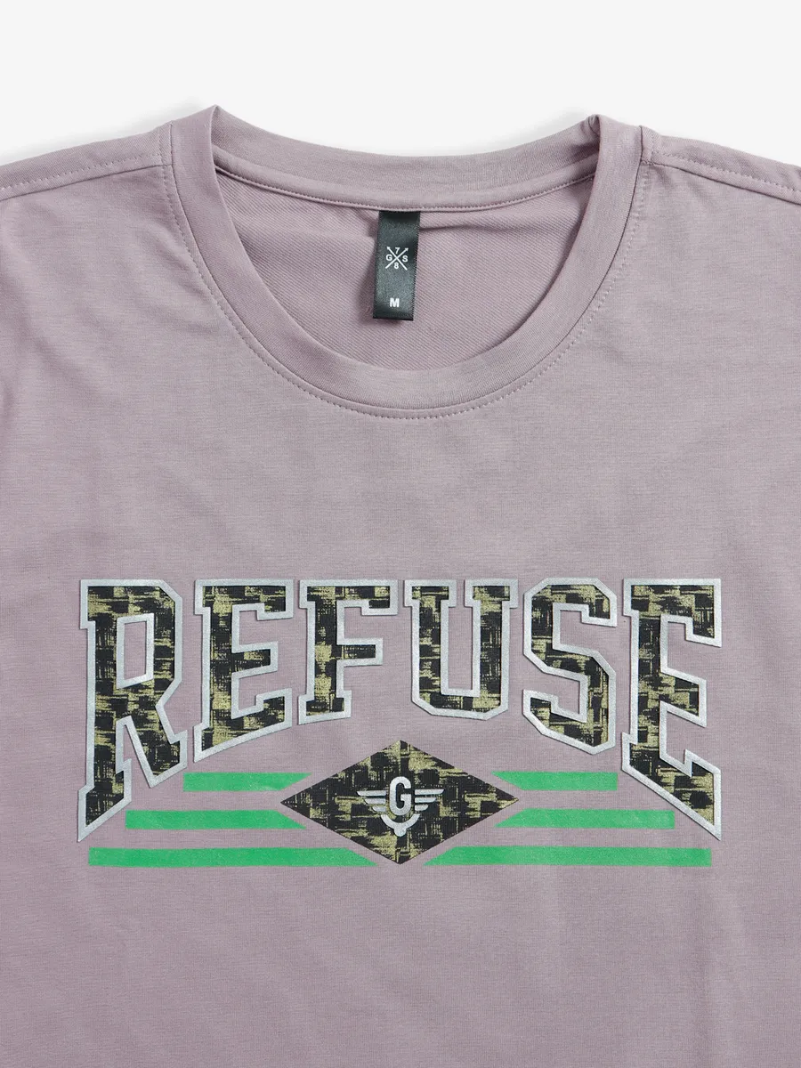 GS78 mauve purple printed t shirt