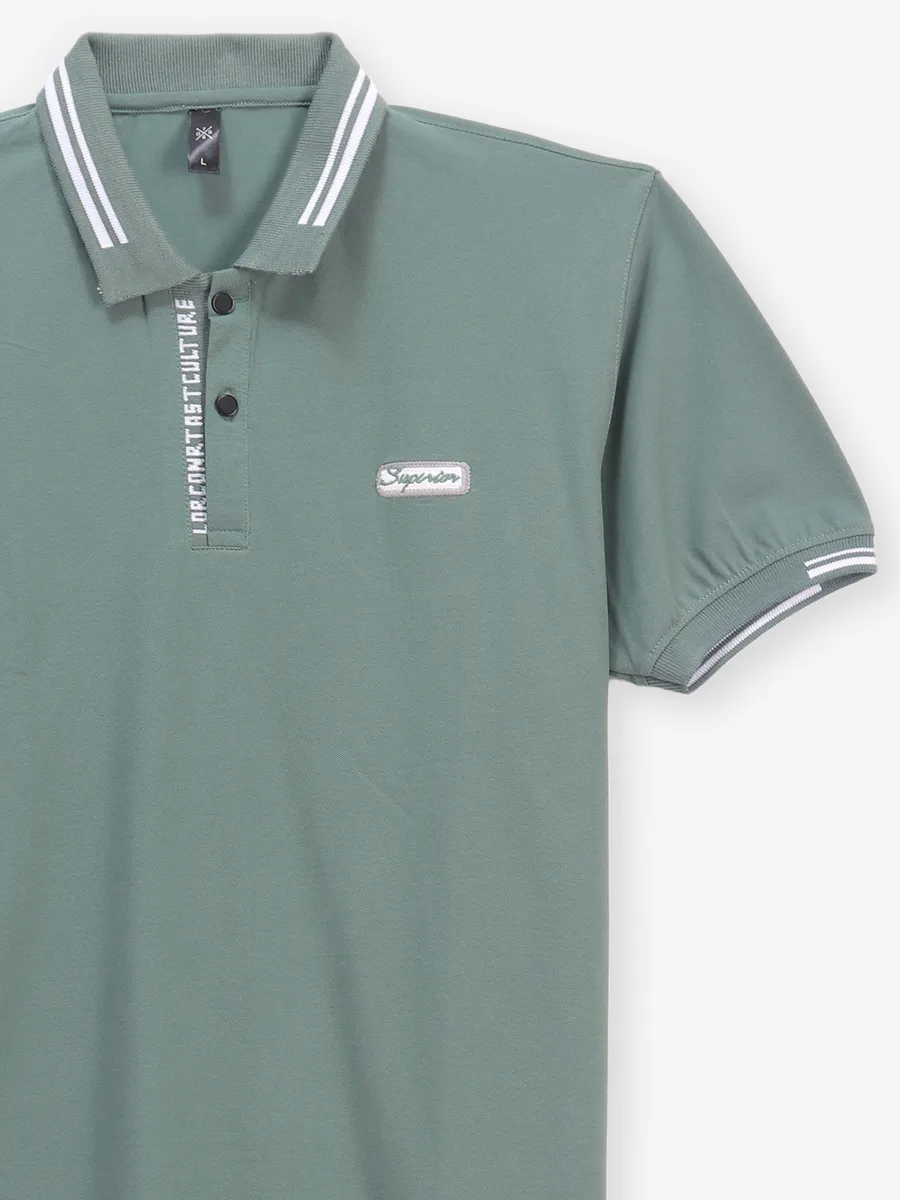 GS78 pista green plain cotton t-shirt
