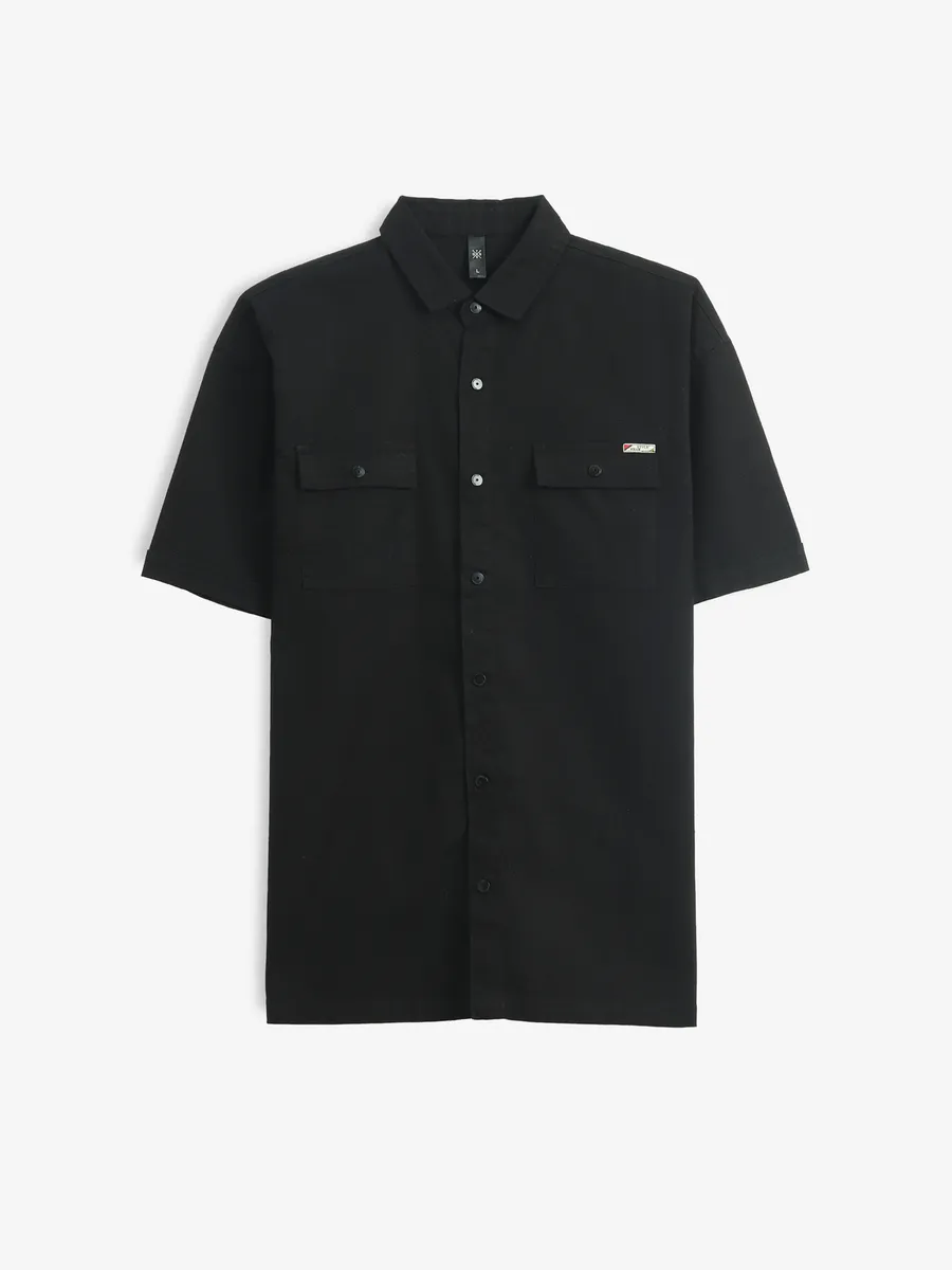 GS78 plian black cotton shirt