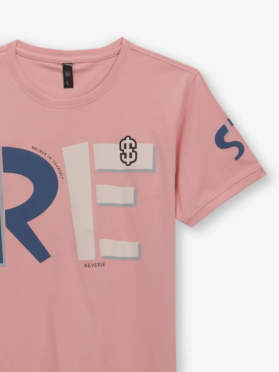 GS78 printed pink cotton t-shirt
