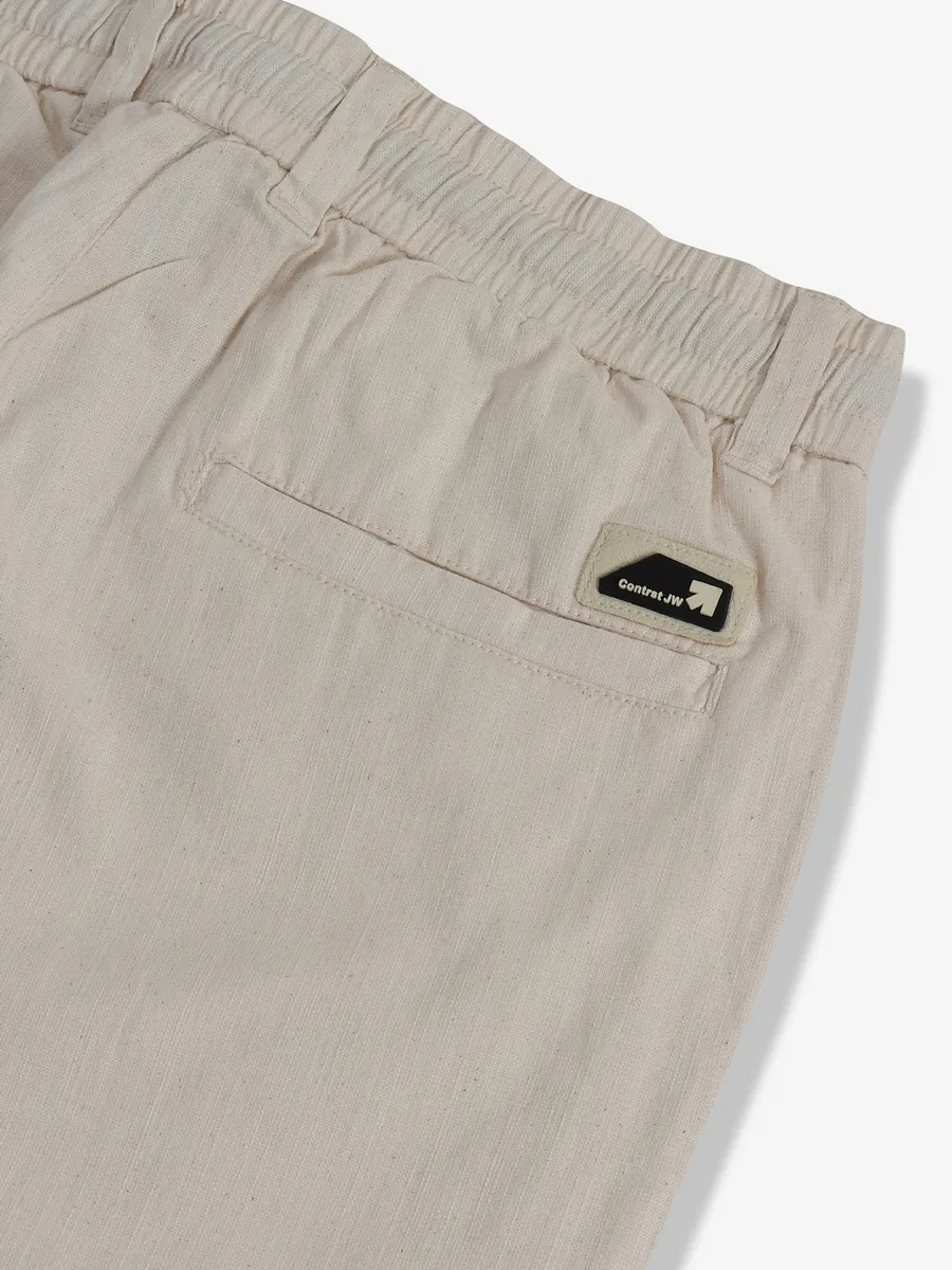 GS78 solid cream cotton track pant