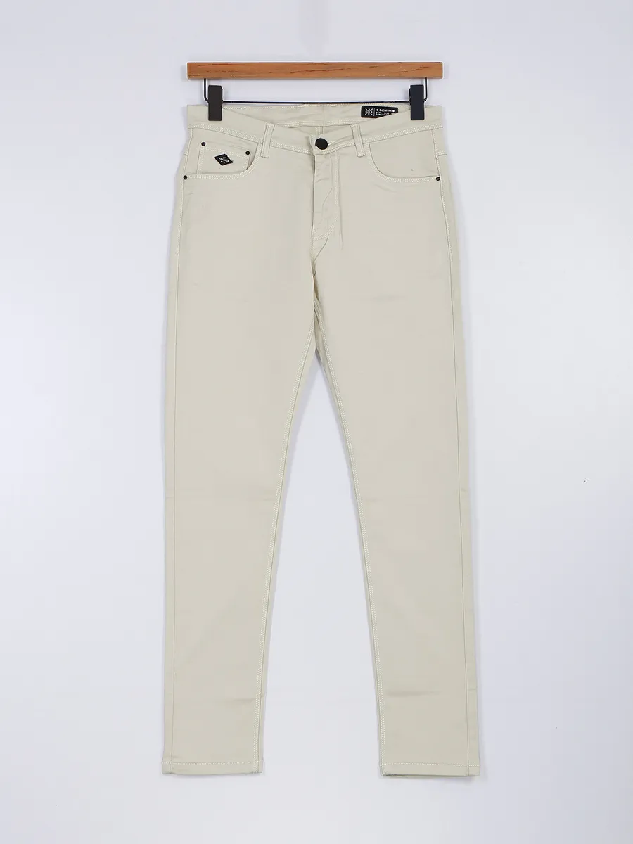 GS78 trendy cream slim fit jeans