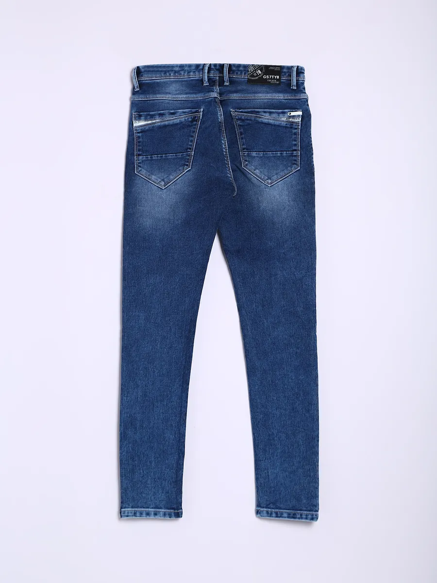 GS78 washed indigo blue slim fit jeans