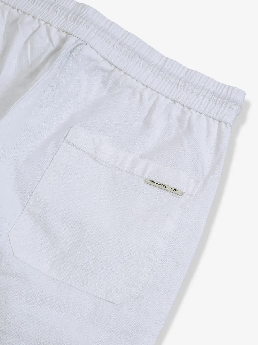 GS78 white solid cotton track pant