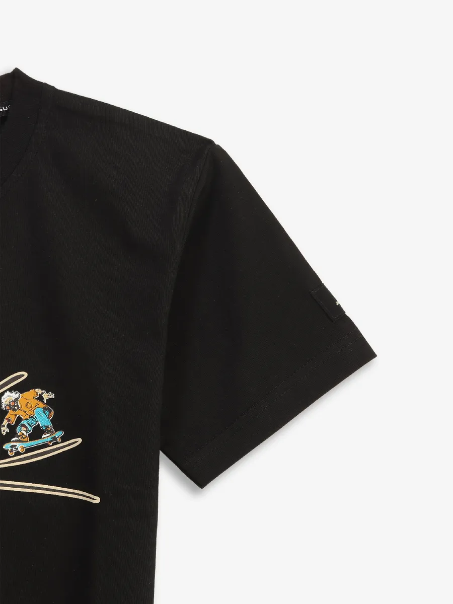 GUSTO printed cotton t-shirt in black