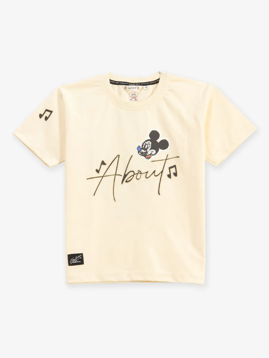 GUSTO printed cream cotton t-shirt
