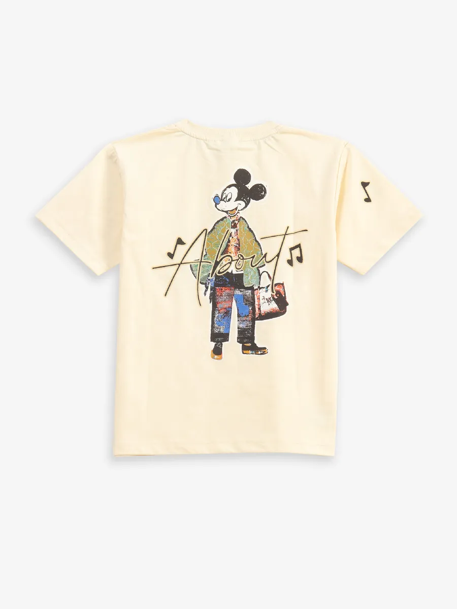 GUSTO printed cream cotton t-shirt