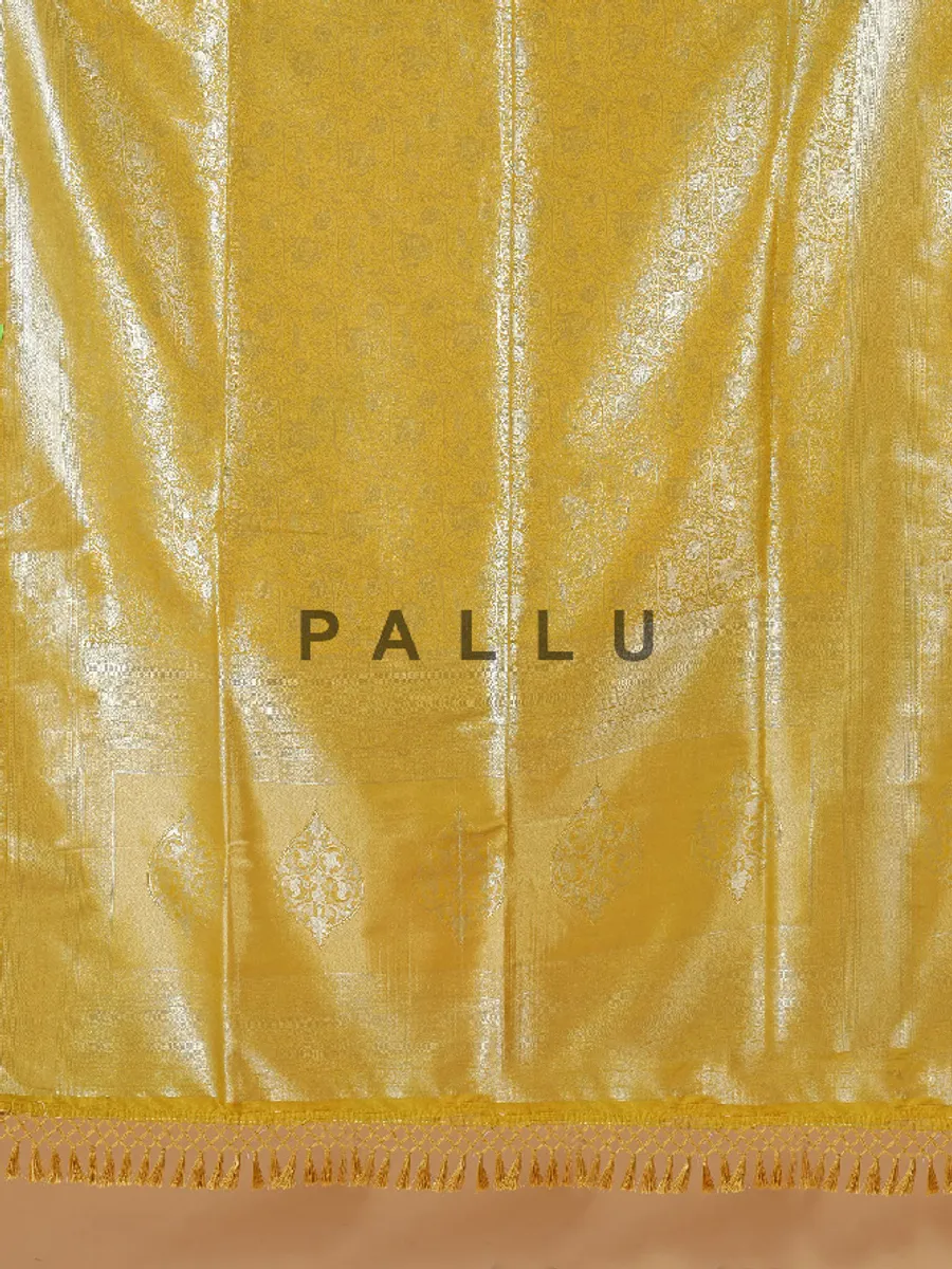 Haldi special yellow silk saree