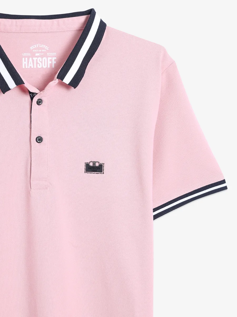 Hats Off light pink polo neck t shirt