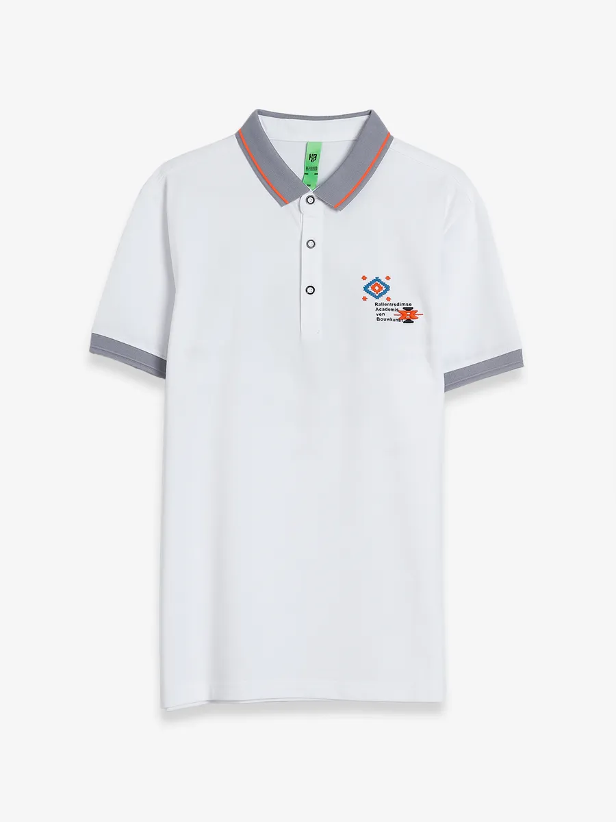 Hibrid cotton white polo t shirt