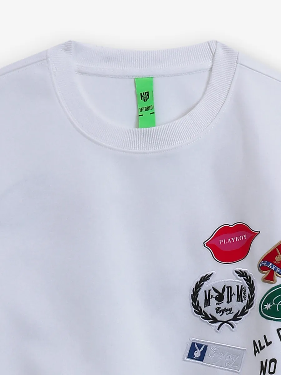 HYBRID printed white cotton t-shirt