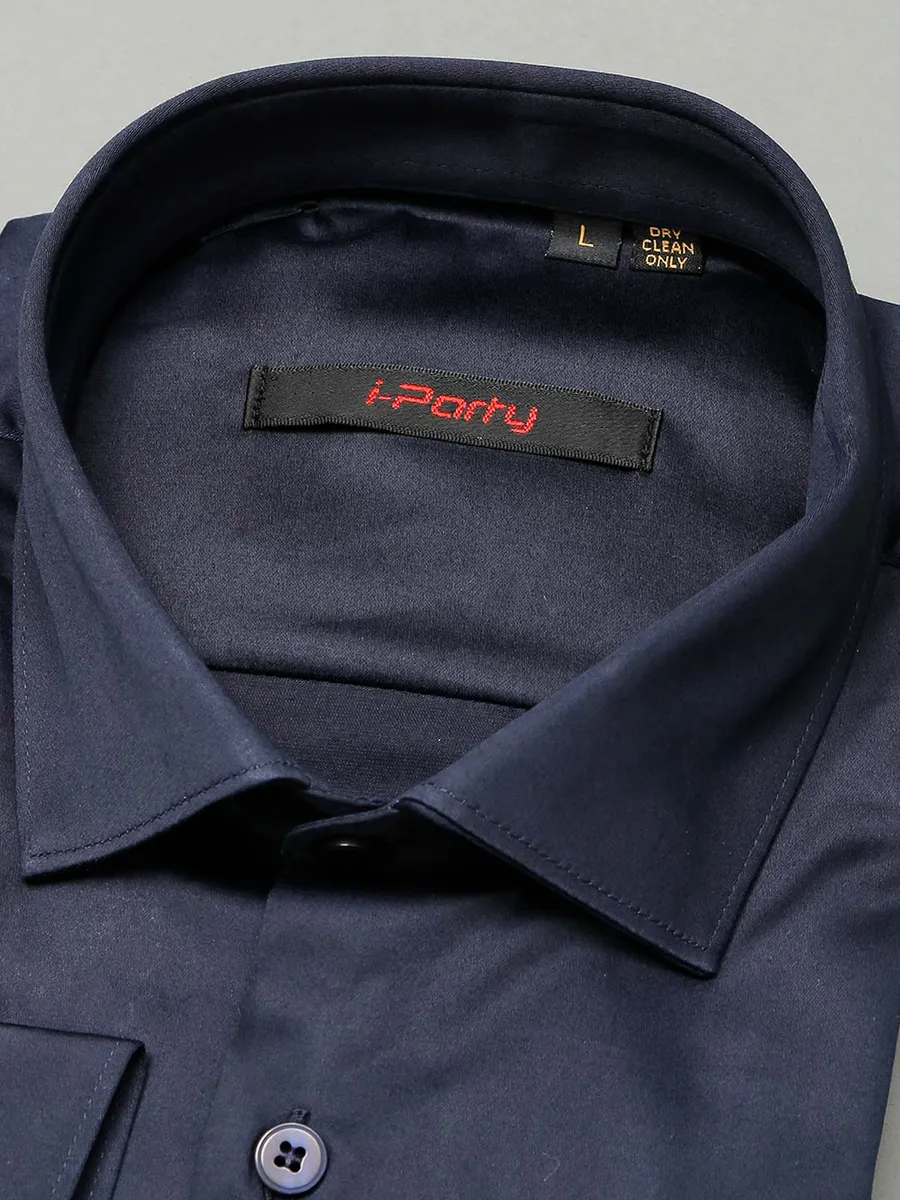 I Party navy cotton cut away collar shirt