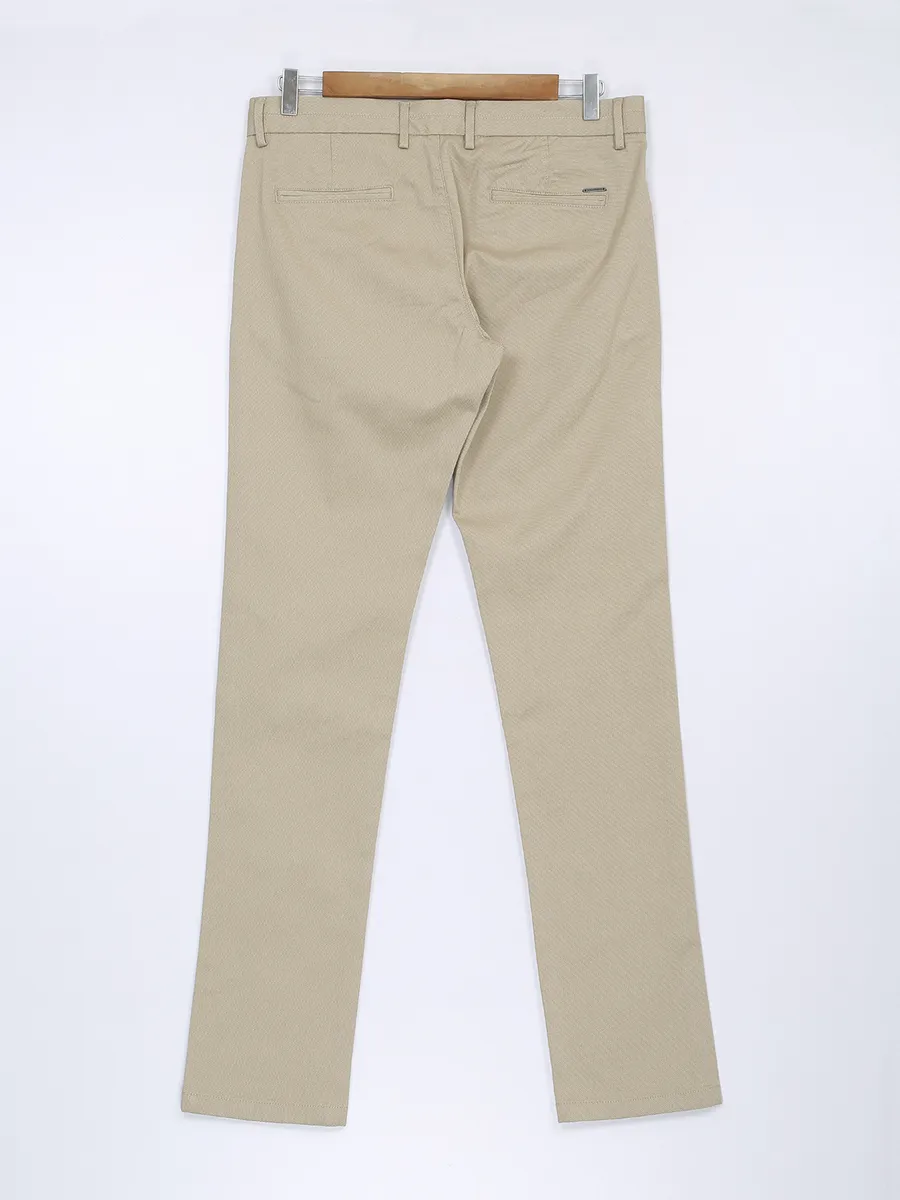 Indian Terrain beige solid cotton trouser