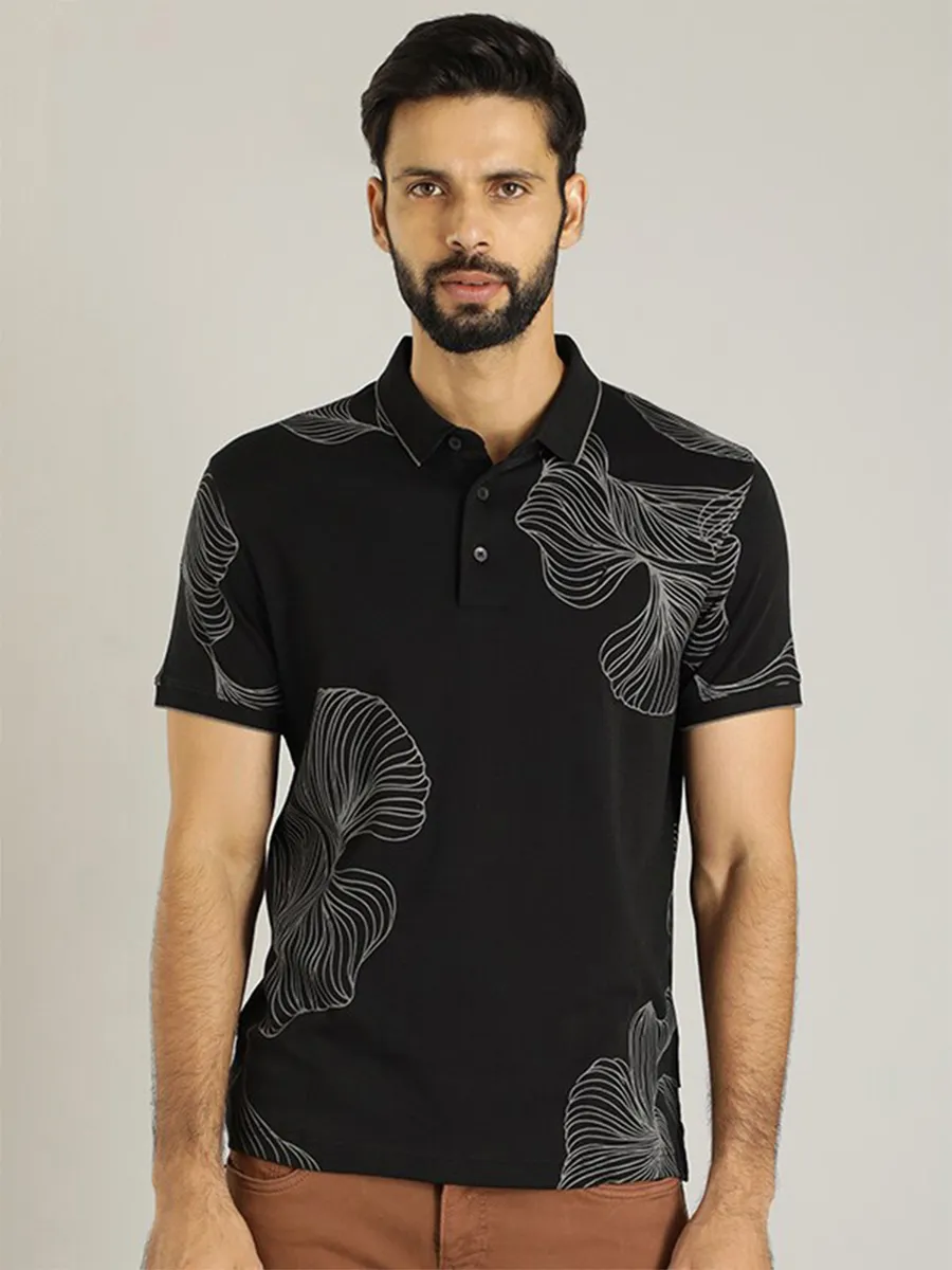 Indian Terrain black cotton slim fit t shirt