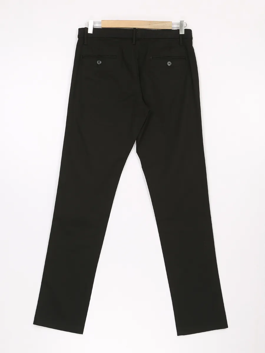 Indian Terrain black cotton trouser in solid