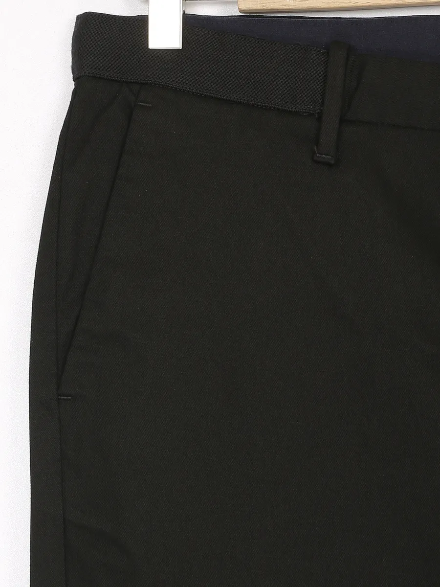 Indian Terrain black cotton trouser in solid