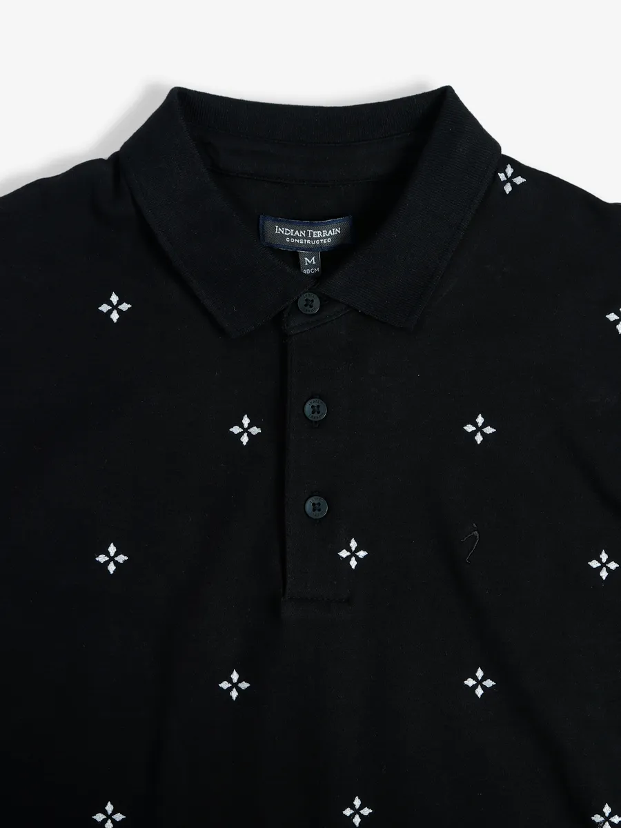 Indian Terrain black printed polo t shirt